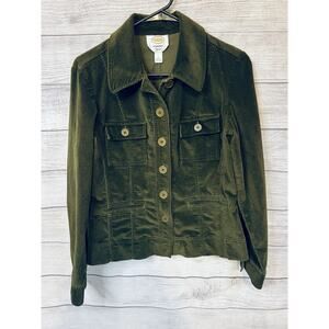 TALBOTS~Olive Green~Velvety Blazer~Button Up Jacket Stretch~Size 6